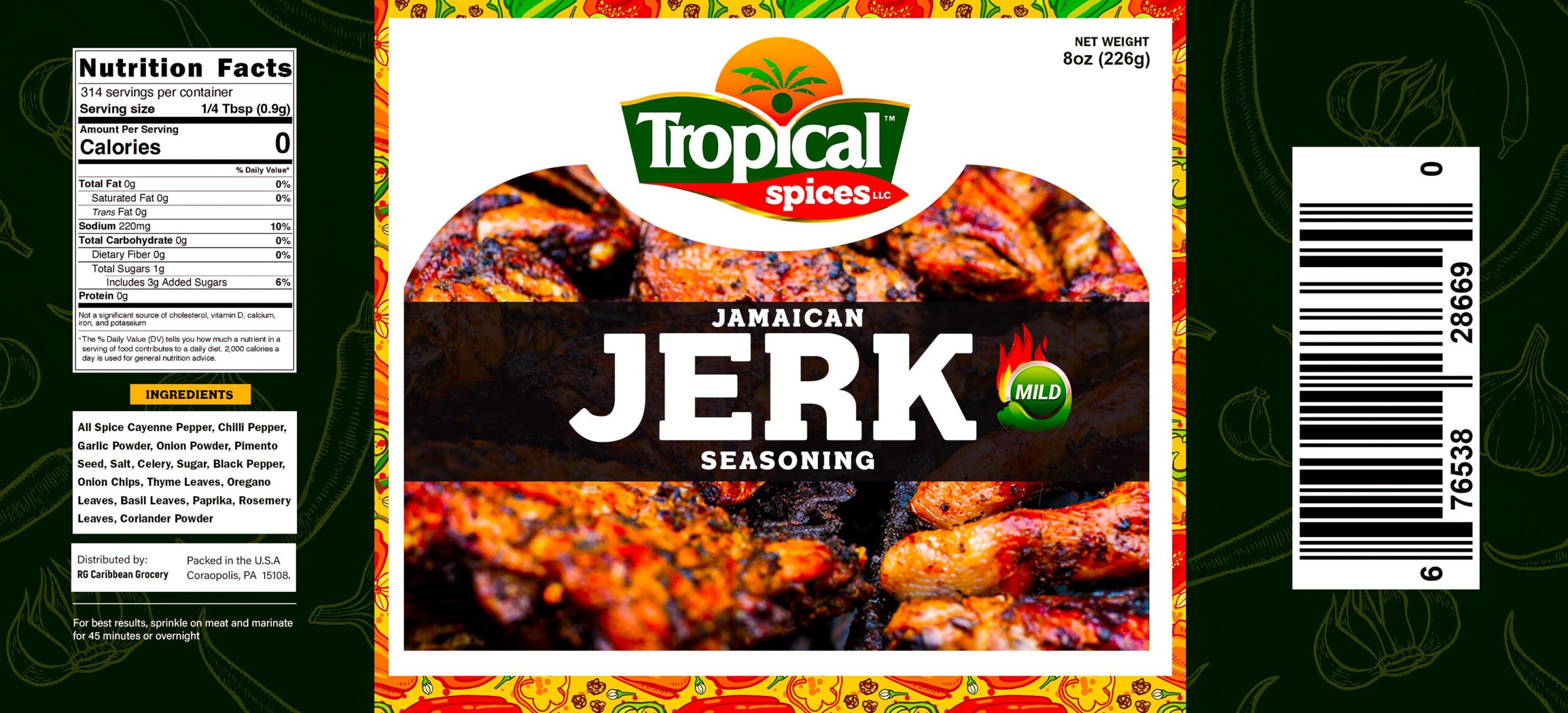 Tropical Spices - Jerk Seasoning - Wholesale pack of 12 - 8 oz - Image 4